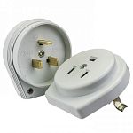 Разъем РШ-ВШ 32А 250В 2P+PE (СУ)  пластиковый белый EKF Simple