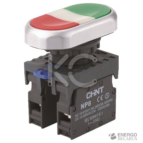 Двойная кнопка NP8-11S 1НО+1НЗ IP65 (R) (CHINT)