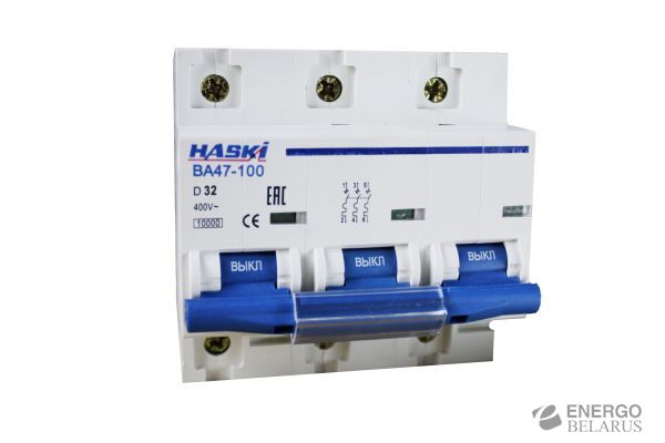 Выключатель автоматический ВА47-100 3P  32А 10kA характеристика D HASKI