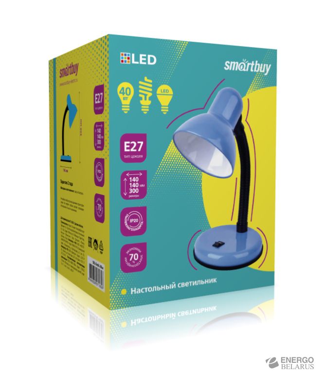Светодиодный наст. светильник (LED) Е27 Blue, Smartbuy