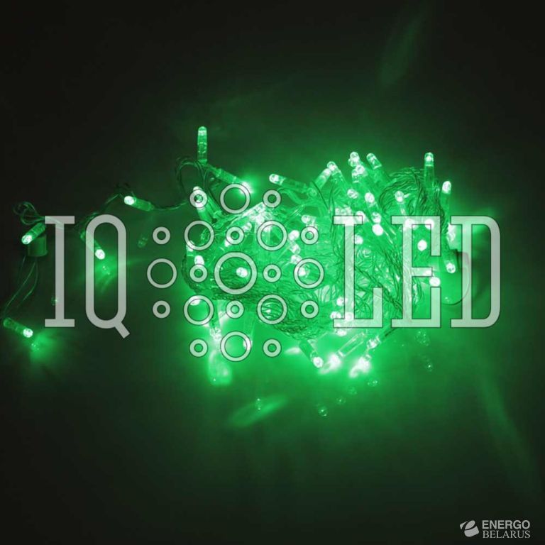 Гирлянда постоянного свечения 10M, 240V, Зеленая / прозрачный провод, соединяемая (без силового шнура) (с колпачком)