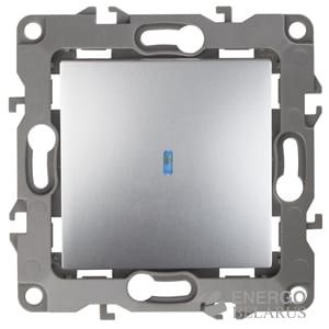 Выключатель с подсветкой 12-1102-03 ЭРА, 10АХ-250В, IP20, Эра12, алюминий (10/100/3200)