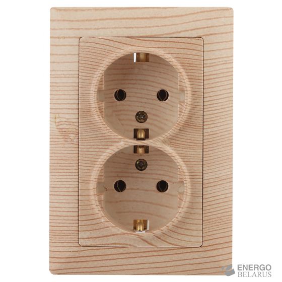 4-205-11 Intro Розетка 2X2P+E Schuko, 16А-250В, СУ, Solo, сосна