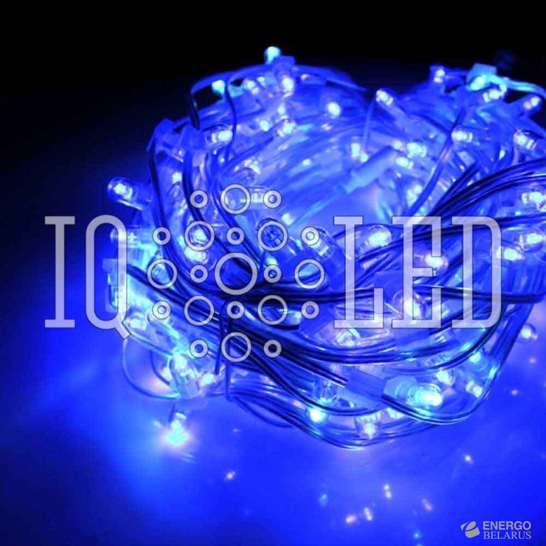 Гирлянда клип-лайт 12В, синий, 30M, Светодиод. белый Flash