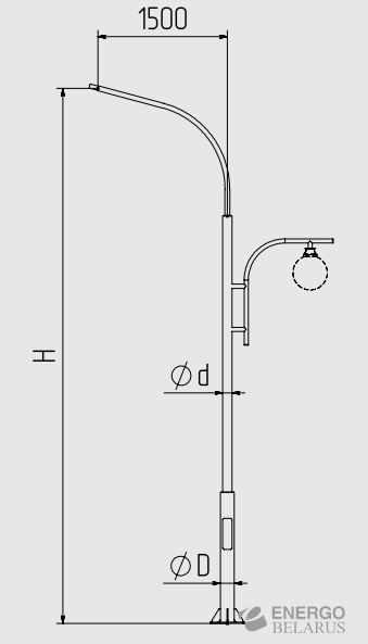 Опора металлическая консольная трубчатая фланцевая ОМК-6-1-7.0(а)