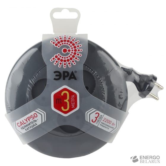 UR-3-3m-B ЭРА рулетка, без заземл, 3гн, 3м, ШВВП, 2x0.75мм2, 10А (10/600)