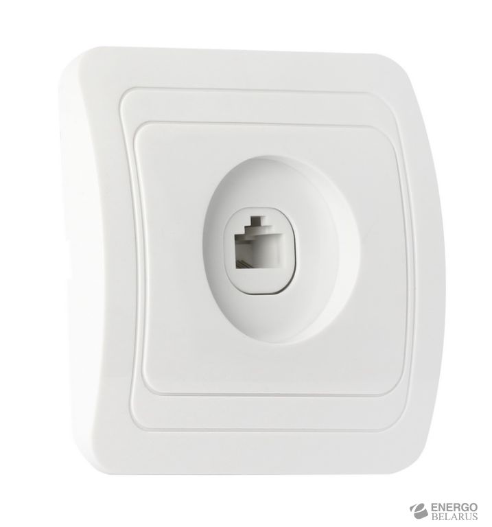 Розетка компьютерная RJ-45 1-местная белая "Марс", Smartbuy