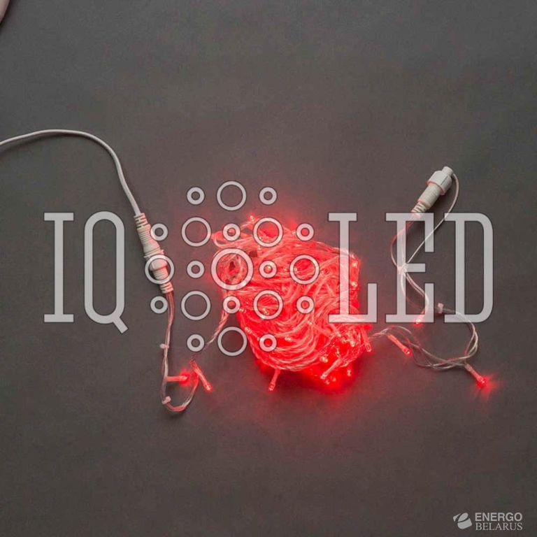 Гирлянда постоянного свечения 10M, 240V, красная / прозрачный провод, соединяемая
