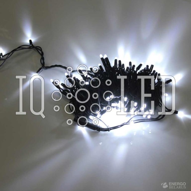 Гирлянда постоянного свечения 10M, 24V, белая / черный провод, соединяемая (без силового шнура)