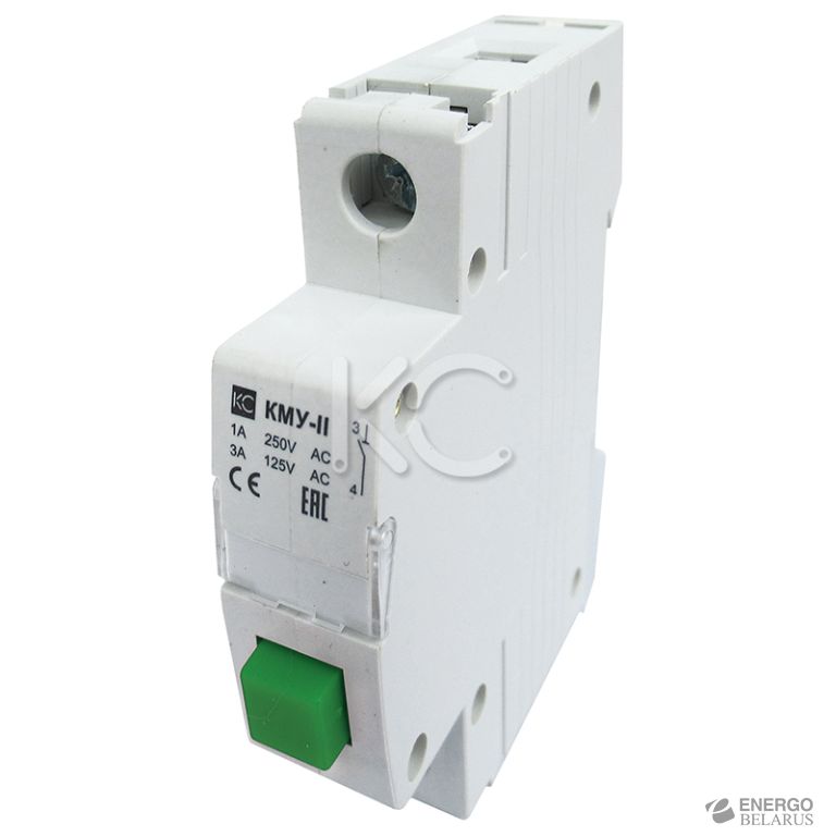 Кнопка управления модульная КМУ-11, 1НО, AC230В (зеленая, с фиксацией) КС