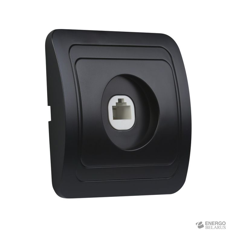 Розетка компьютерная RJ-45 1-местная черная "Марс", Smartbuy