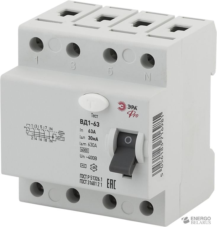 ЭРА Устройство защитного отключения УЗО NO-902-132 ВД63 4Р 32А 30мА (45/810)