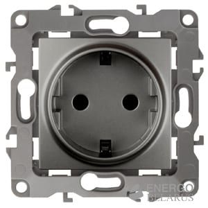 Розетка 12-2102-12 ЭРА 2P+E Schuko со шторками, 16A-250В, IP20, Эра12, графит (10/100/2500)