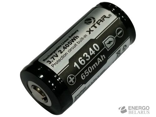 Аккумулятор XTAR Li-ion с защитой (3.7 В, 650 мА/ч) Xtar 16340 650mAh (PCB)