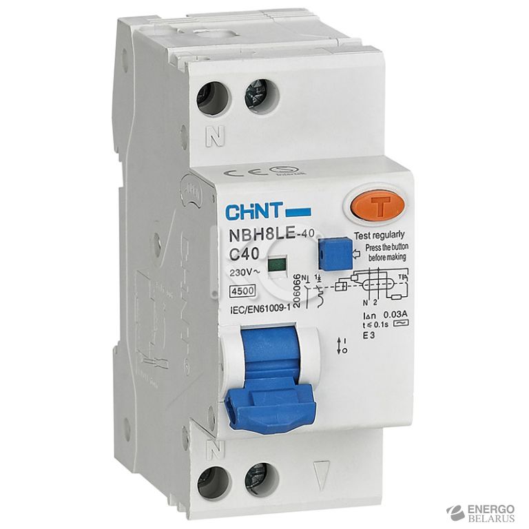 Дифференциальный автомат NBH8LE-40 1P+N 25A 30mA х-ка С 4.5kA (R) (CHINT)