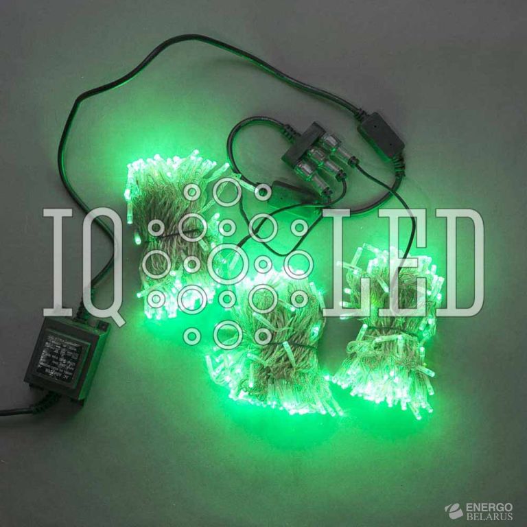 Спайдер лучевой гирлянда 24В, Зелёный 20M*3 прозрачный пр. (Flash через каждые 7 светодиодов)