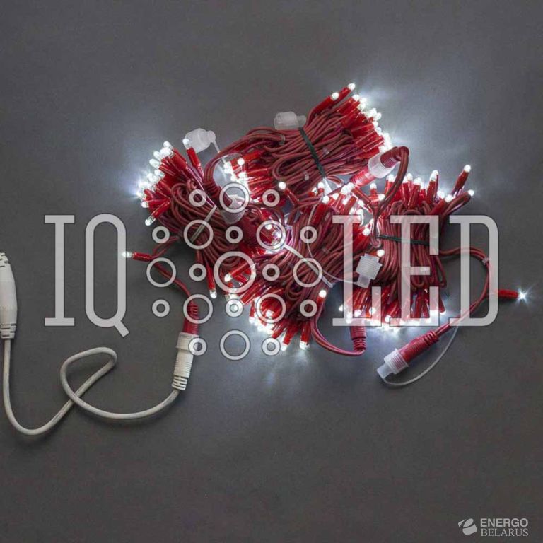 Гирлянда постоянного свечения 20M, 240V, белая / красный провод
