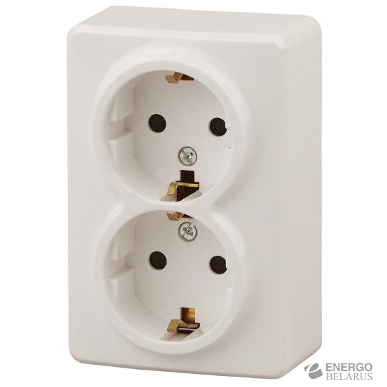 11-2205-02 ЭРА Розетка 2х2P+E Schuko, 16A-250В, IP20, ОУ, Эра Эксперт, сл.кость