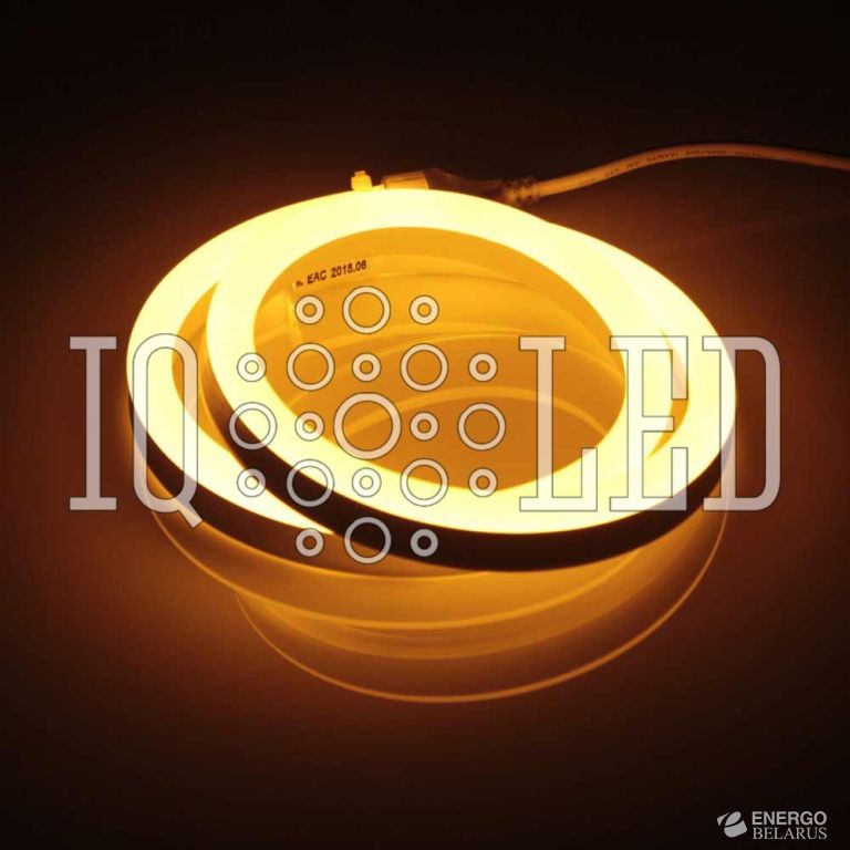 Неон SMD5050 220V, 120P, big size желтый, 12х25мм, 1метр