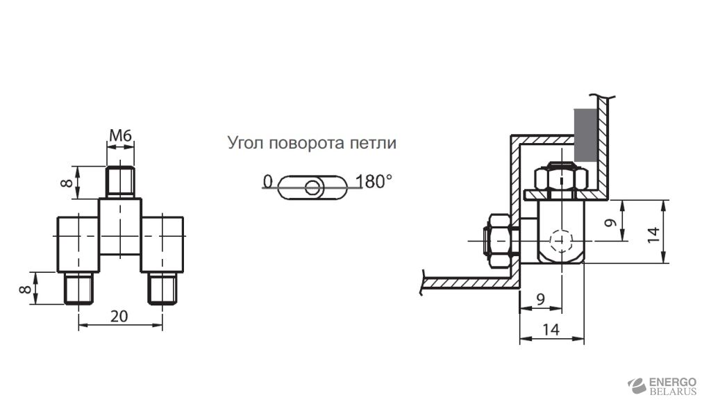 Петля накладная Essentra (Mesan) 090-4-0