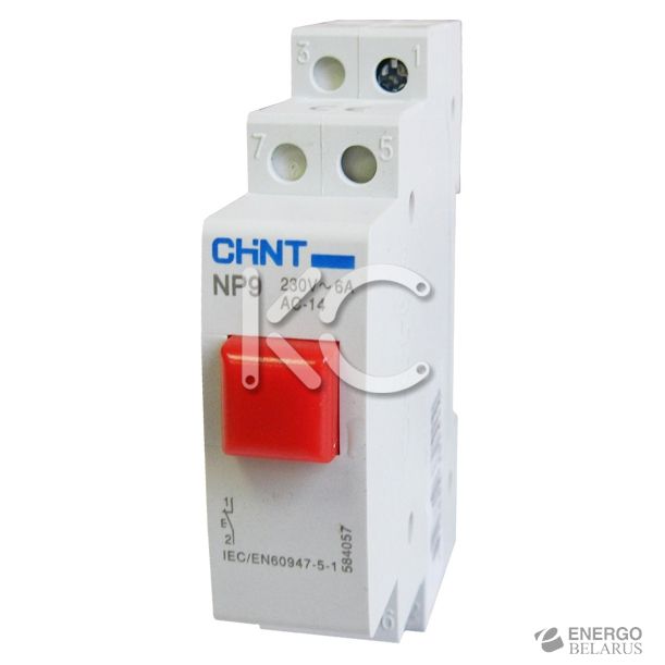 Кнопка NP9-22/2 б/подсветки 2НО+2НЗ красная (CHINT)