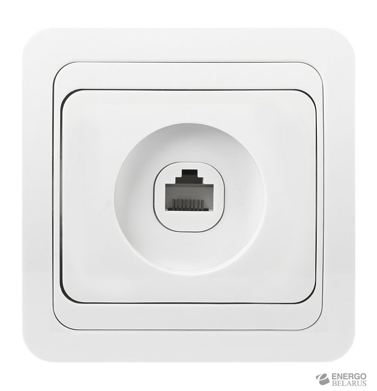 Розетка компьютерная RJ-45 1-местная белая "Марс", Smartbuy