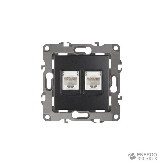 12-3108-05 ЭРА Розетка информационная двойная 2XRJ45, IP20, Эра12, антрацит