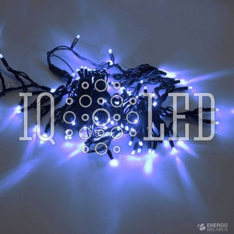 Гирлянда постоянного свечения 10M, 24V, синяя / черный провод, соединяемая (без силового шнура)