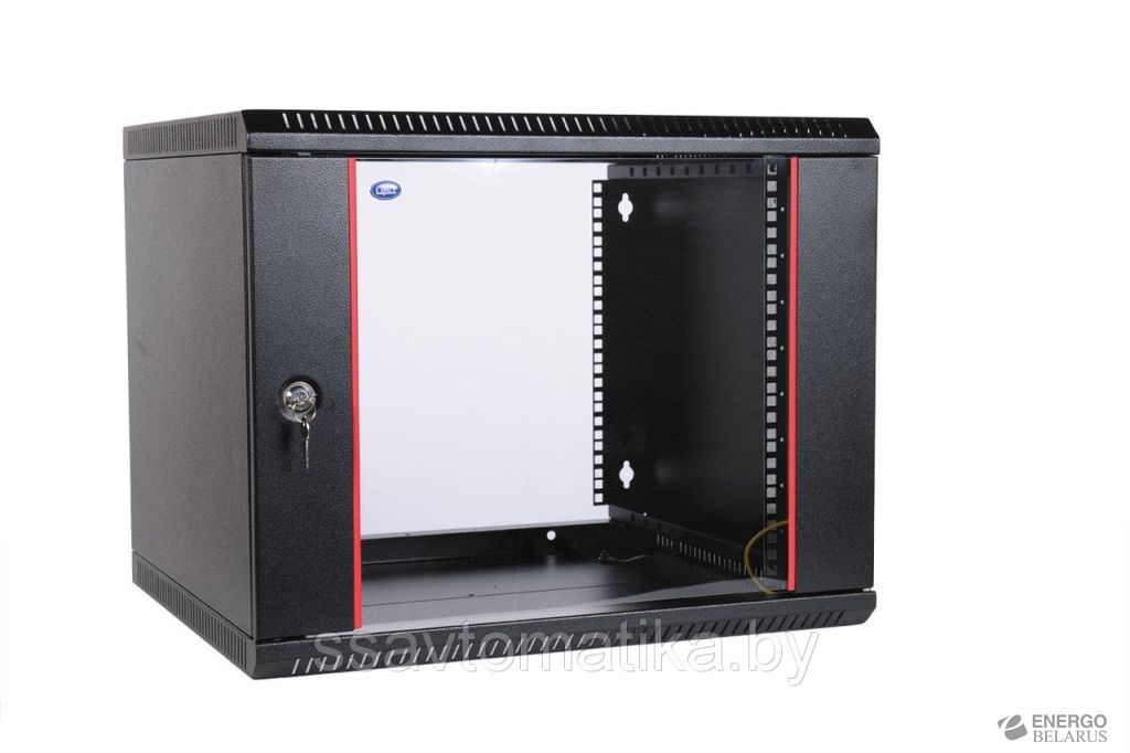 Шкаф телекоммуникационный настенный разборный 6U (600х350) дверь стекло, цвет черный