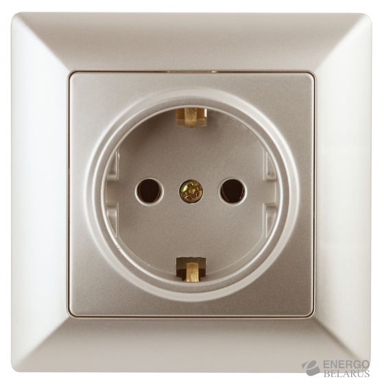 4-206-04 Intro Розетка 2P+E Schuko со шторками, 16А-250В, СУ, Solo, шампань
