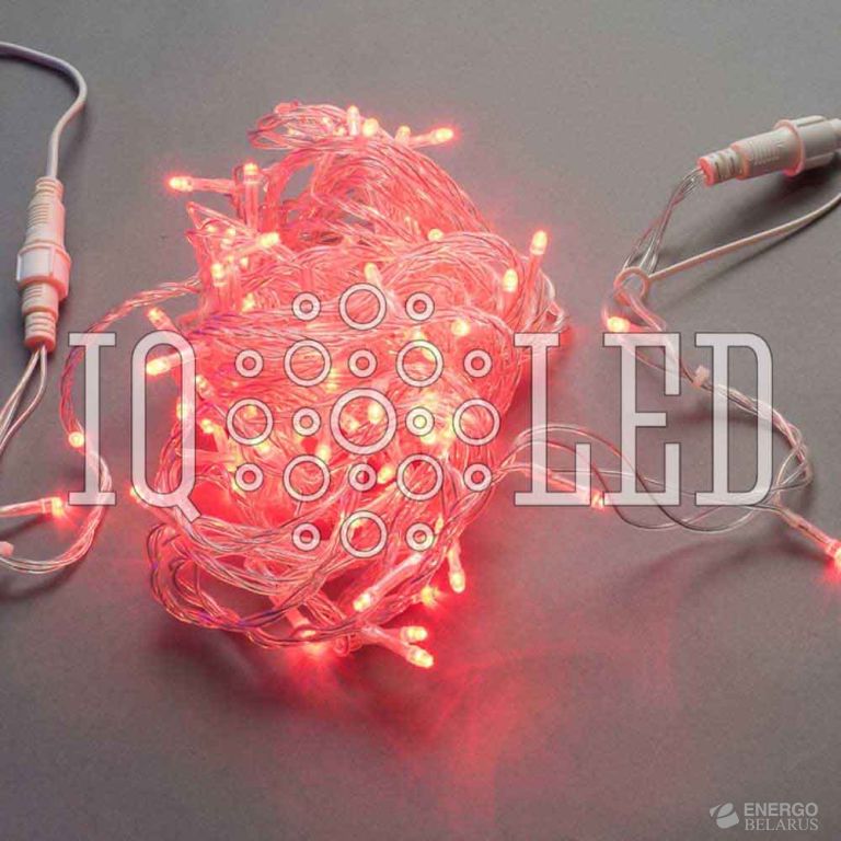 Гирлянда постоянного свечения 10M, 24V, красная / прозрачный провод, соединяемая (без силового шнура)