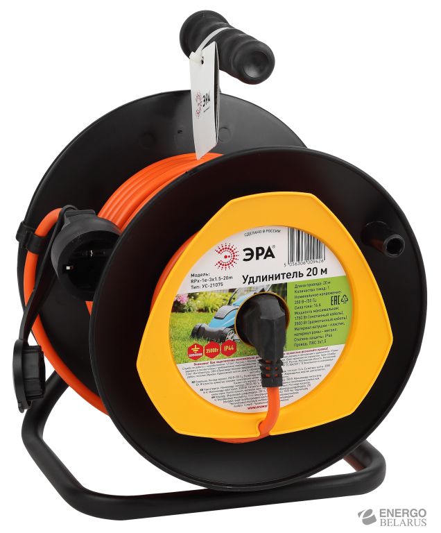 ЭРА Удлинитель силовой RPx-1e-3x1.5-20m на п. катушке c/з 20м 1 гн ПВС 3х1.5 (2/36)
