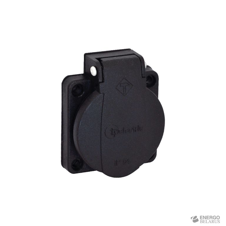 Розетка встраиваемая черная Schuko 2P+E (винтовой зажим) IP54 1x16A 3101-310-0300