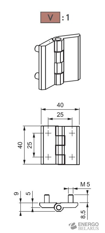Петля накладная Essentra (Mesan) 299-1-F-1