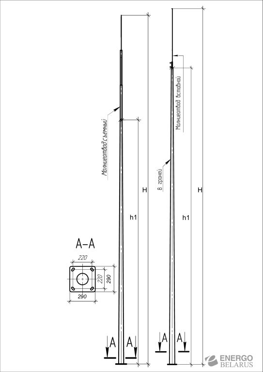 Молниеотвод конический граненый МОГЦак-6
