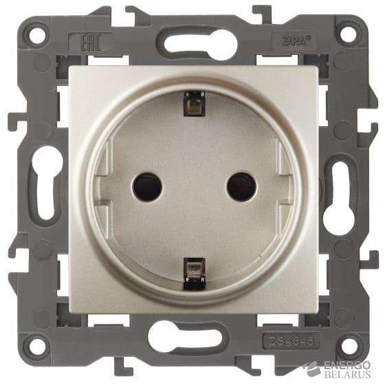 Розетка 14-2101-04 ЭРА 2P+E Schuko, 16A-250В, IP20, Эра Elegance, шампань (10/100/3500)