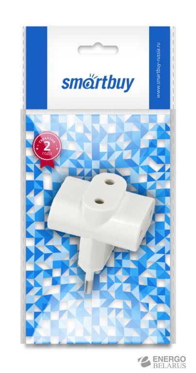 Блок 3 гнезда под плоскую вилку белый 6А 250B, Smartbuy