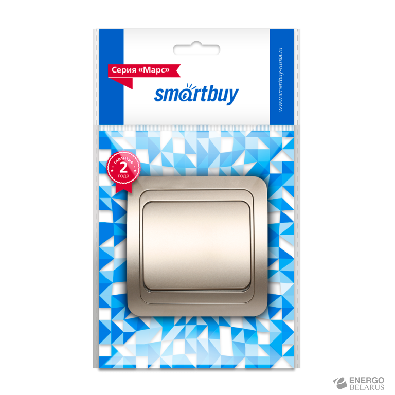 Выключатель 1-клавишный 10А шампань, керамика "Марс", Smartbuy