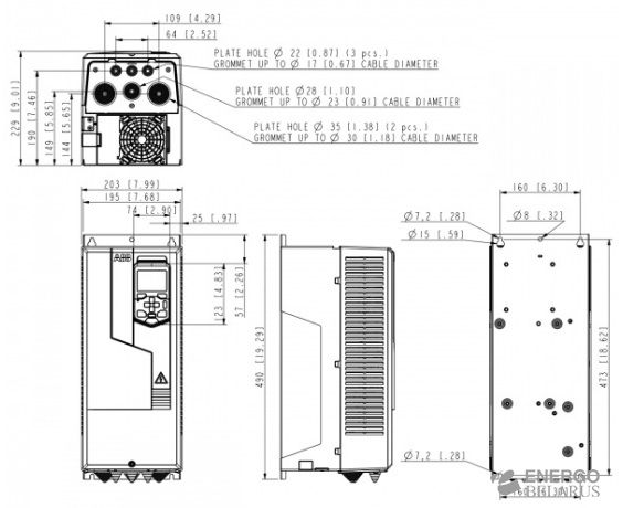 Преобразователь частоты ABB ACS580-01-026A-4+J400 (11kW, 3ф, 25A, IP21, G-150%)