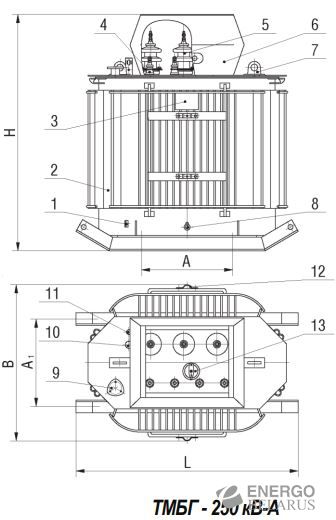 Трансформатор силовой масляный ТМБГ-250/6-УХЛ1