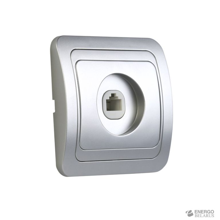 Розетка компьютерная RJ-45 1-местная серебро "Марс", Smartbuy