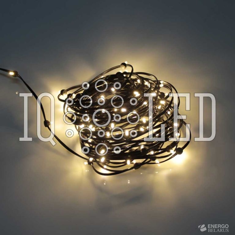 Гирлянда клип-лайт 12В, 15CM, 20M, белый теплый цвет, черный провод (без блока)