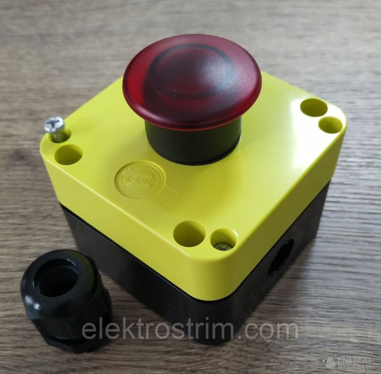 Кнопка грибковая с фиксацией и подсветкой (снятие - нажатием) PPFL1S4N d40 RED IP65