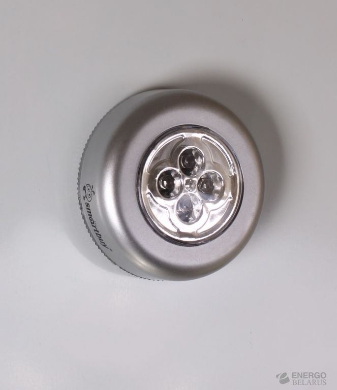 Светодиодный фонарь Smartbuy PUSH LIGHT 1 шт х 4 LED, 3AAA, серебристый
