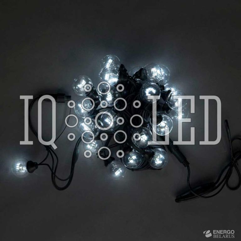 Гирлянда 50CM, 10M, 240V, белт-лайт с лампами белый холодный/черный провод