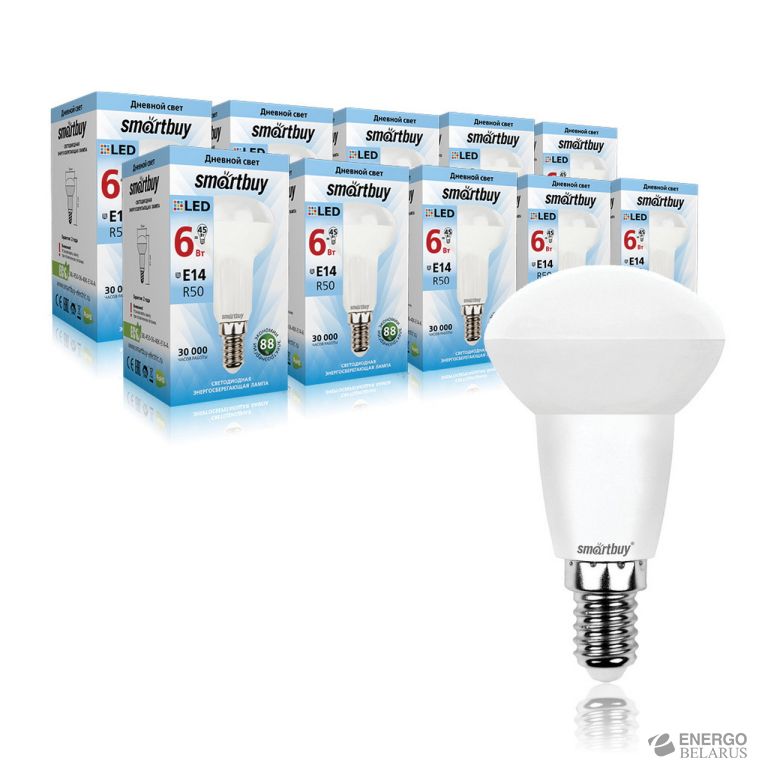 Лампа светодиодная (LED) Smartbuy-R50-06W/4000/E14