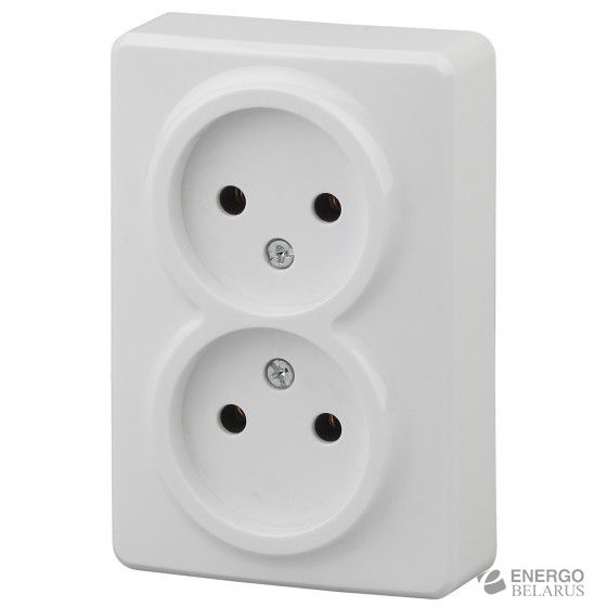 11-2202-01 ЭРА Розетка 2х2P, 16A-250В, IP20, ОУ, Эра Эксперт, белый