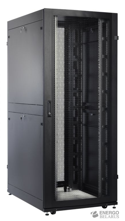Шкаф серверный ПРОФ напольный 42U (800x1200) дверь перфор., задние двойные перфор., черный, в сборе
