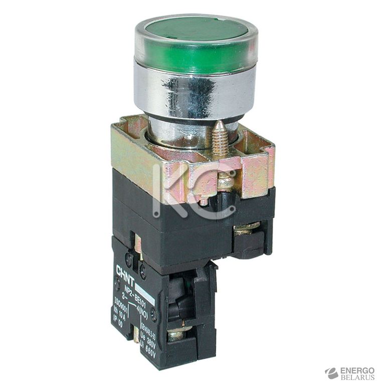 Кнопка управления NP2-BW3361 1НО зеленая AC/DC230В(LED) IP40  (CHINT)
