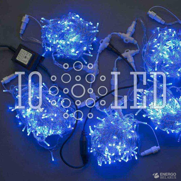 Спайдер лучевой гирлянда 24В, 20M*5 5 нит. синий на прозр. пров. 230V, 60W трансф.